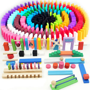 120 Pcs/set Wooden Domino Institution Accessories Organ Blocks Rainbow Jigsaw Dominoes Montessori Educational Toys for Children